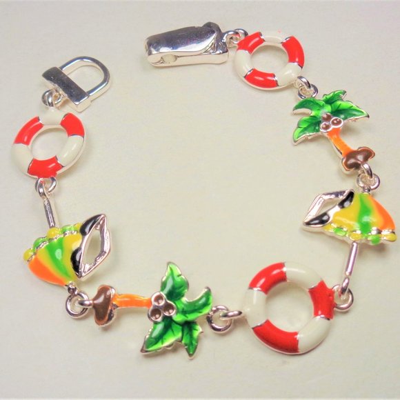 NAUTICAL THEME UMBRELLA & PALM TREES SEA BRACELET - Picture 3 of 8